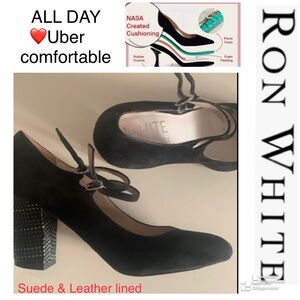 EUC ⭐️ SUEDE & LEATHER lined RON WHITE, NASA ‘soles’ technology ⭐️ EUC 🌟